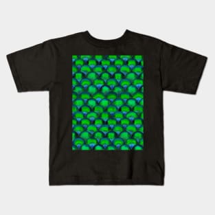 Green Seigaiha Japanese wave pattern Kids T-Shirt
